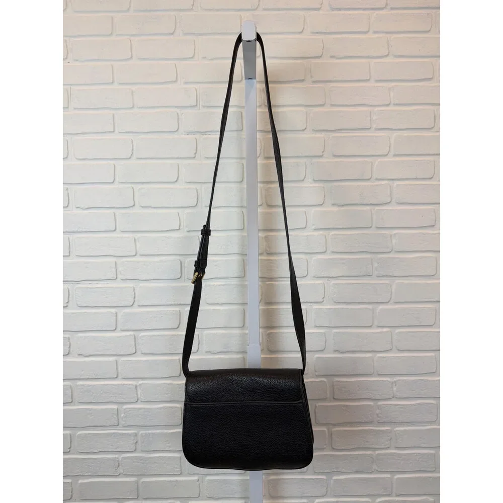 Tory Burch Britten Pebbled Leather Crossbody Black Gold Hardware